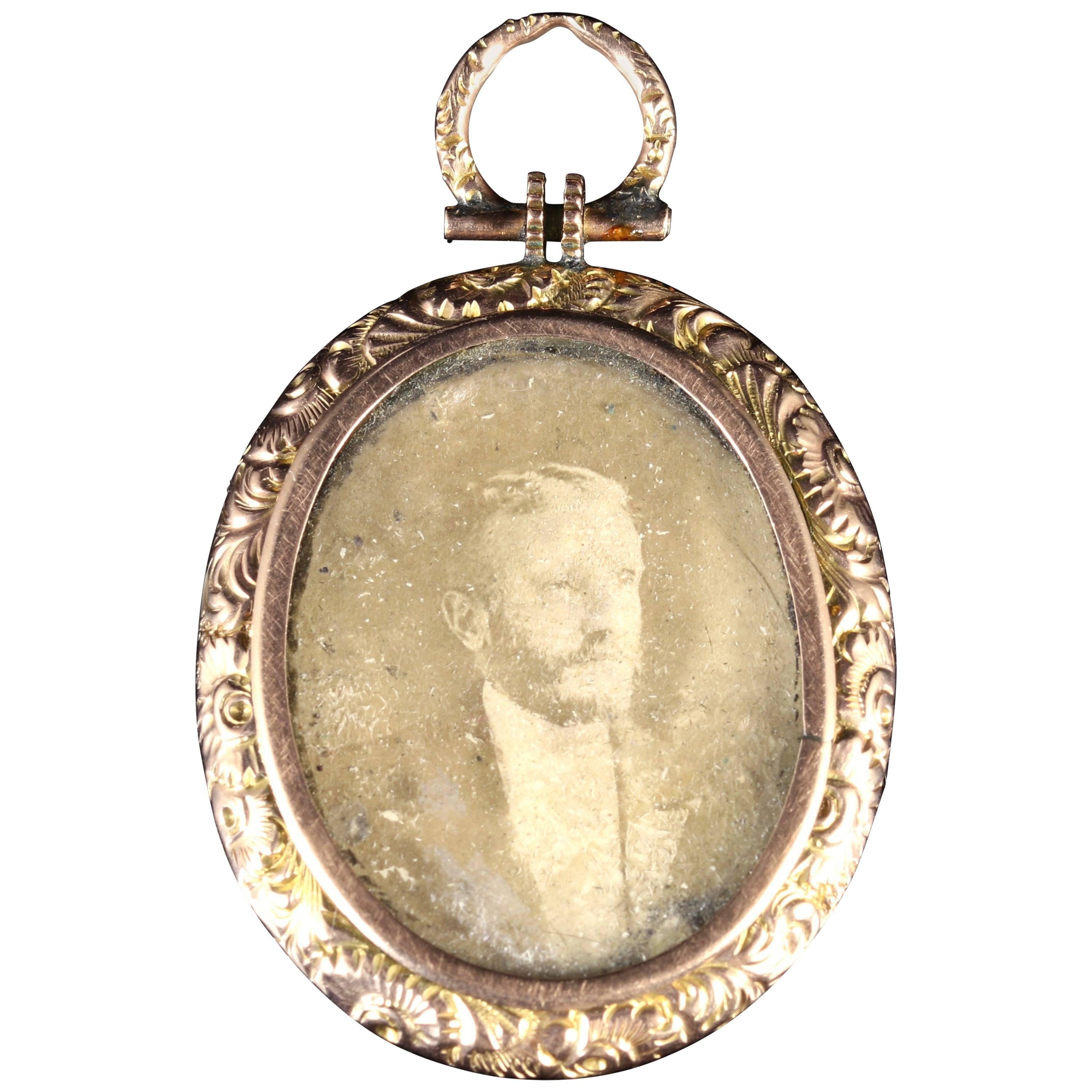 Antique Victorian Double Picture Locket Gold, circa 1890 For Sale