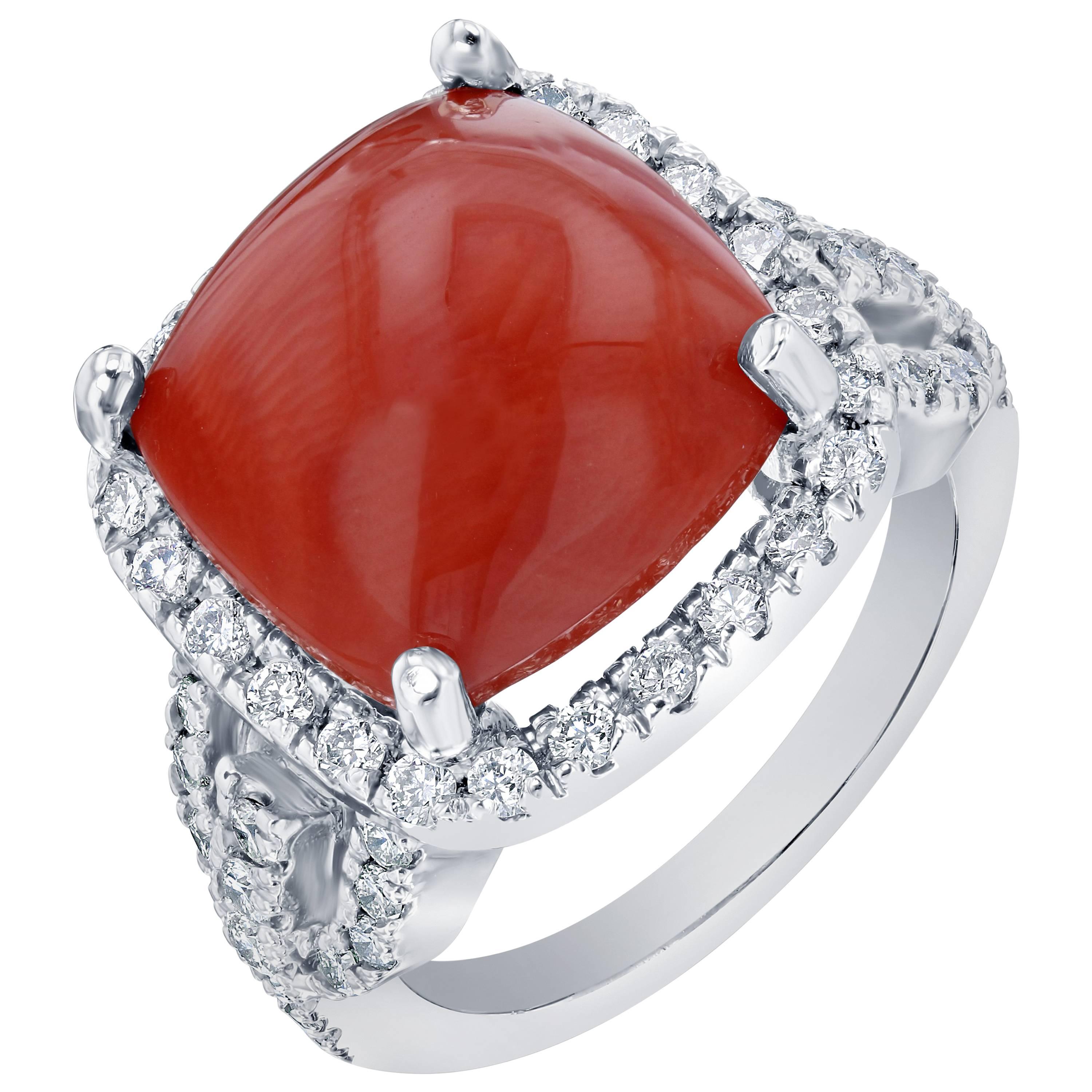 10.27 Carat Coral Diamond Cocktail Ring