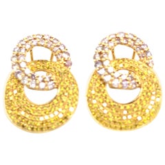 Natural Fancy Pink and Yellow Diamond Circular Drop Earrings
