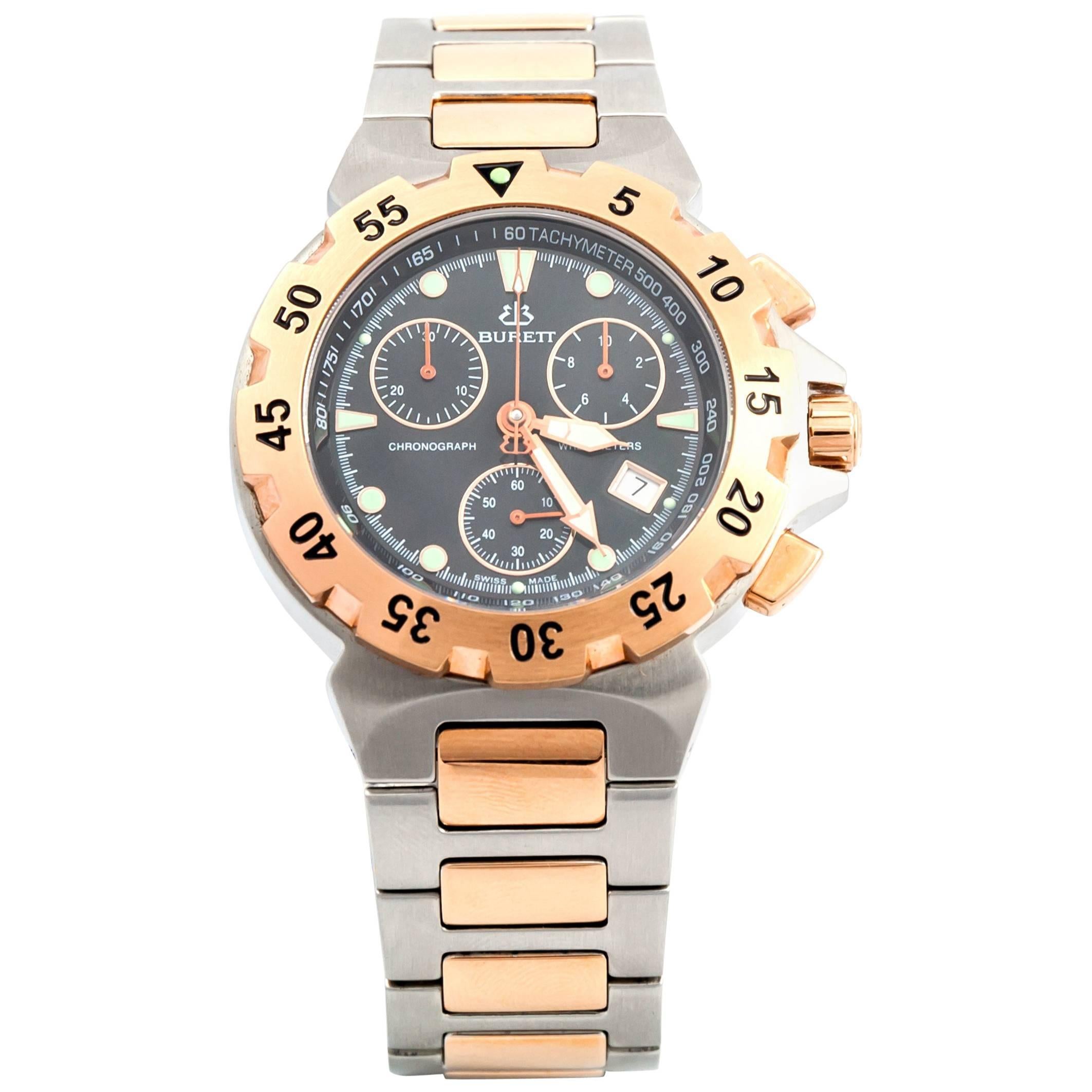 Burrett Steel and Golden Diving Chrono Wristwatch
