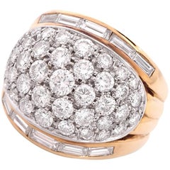 1960s Italian Diamond Gold Dome Cocktail Ring