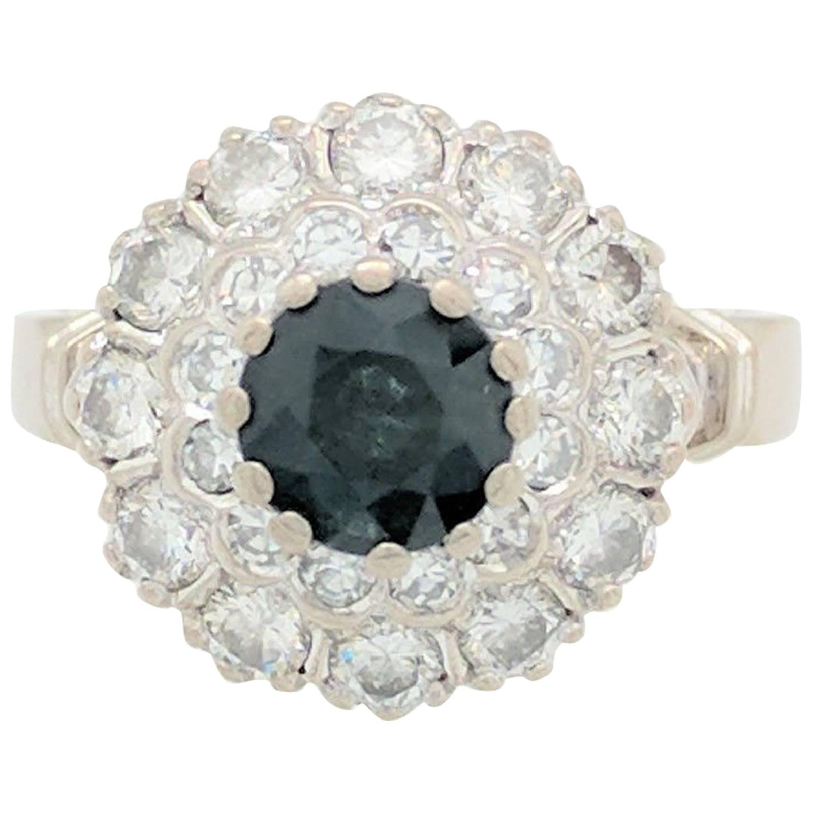 Sapphire Single Cut Diamond Ring For Sale