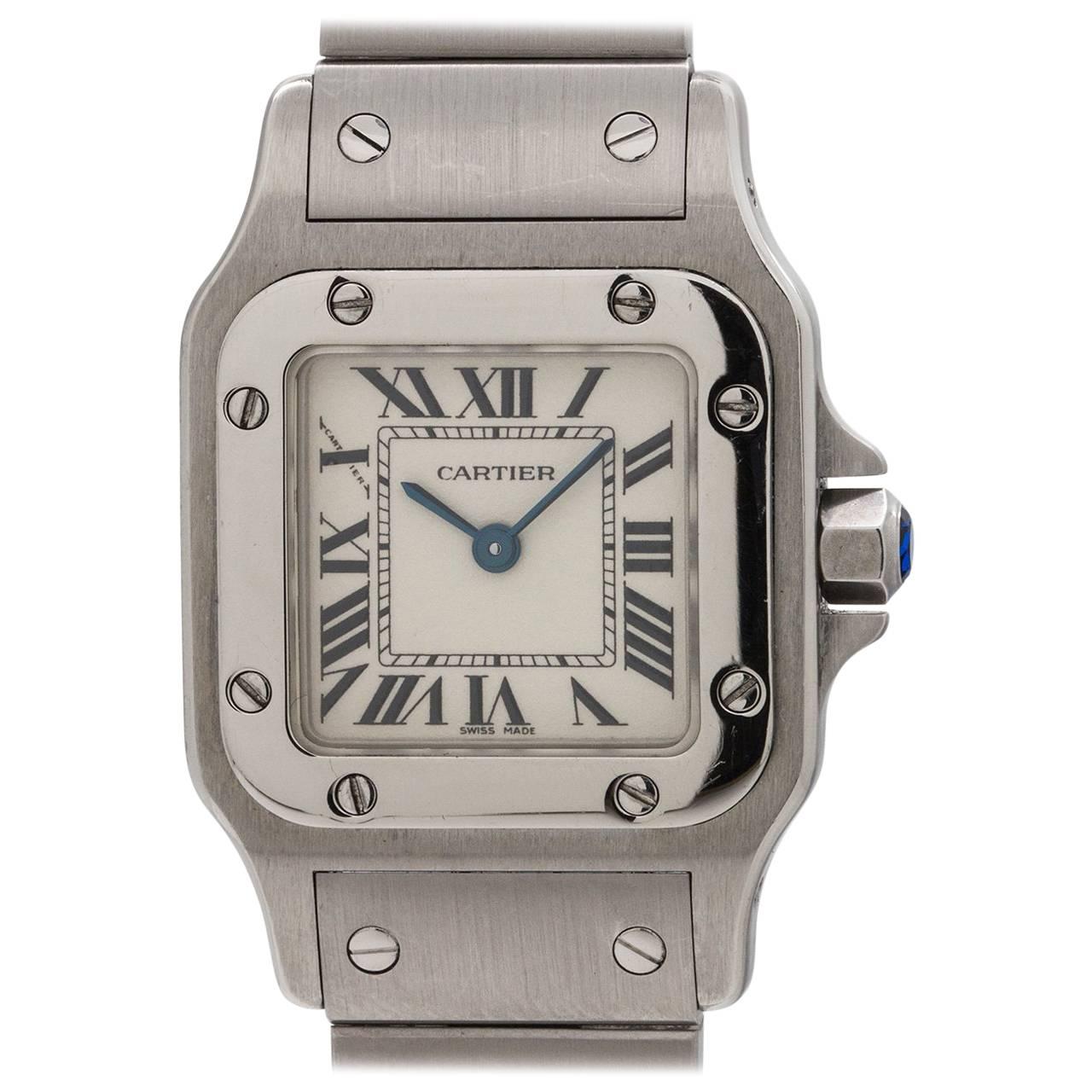 Cartier Ladies Stainless Steel Santos Galbe Quartz Wristwatch, circa 2000s