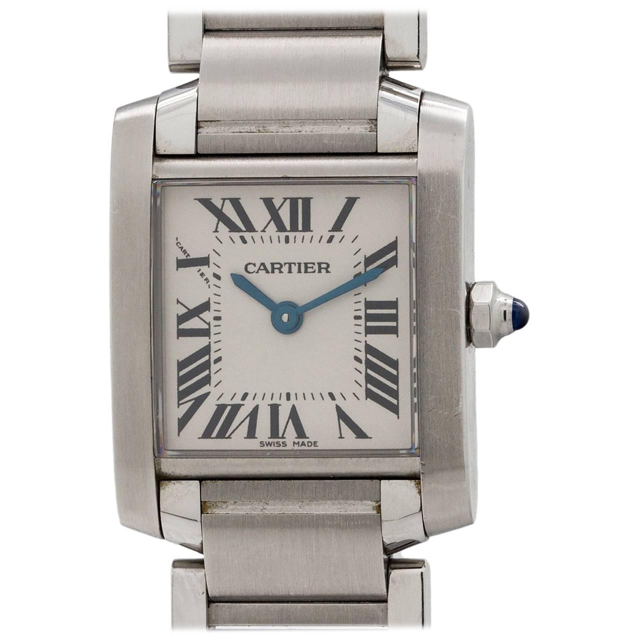 Cartier Ladies Stainless Steel Tank Francaise Quartz Wristwatch, circa 2000s