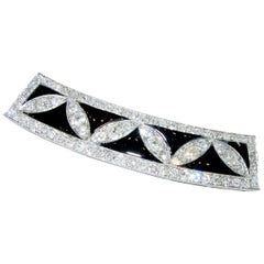 Art Deco Diamond and Onyx and Platinum Hair Barrette