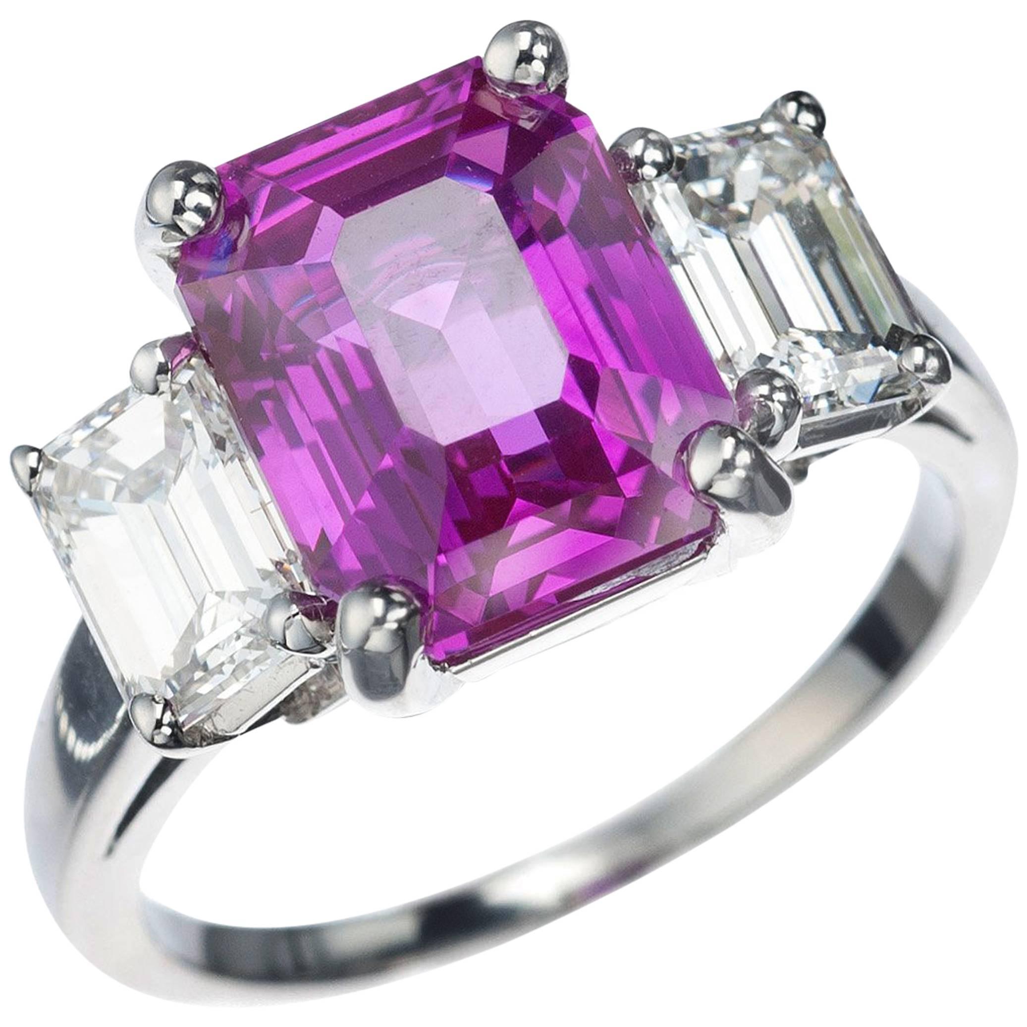 Oscar Heyman Pink Sapphire and Diamond Ring in Platinum For Sale