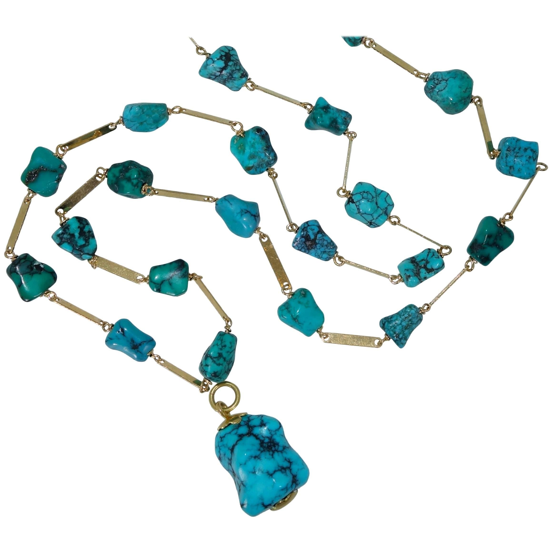 Persian Turquoise and Gold Sautoir