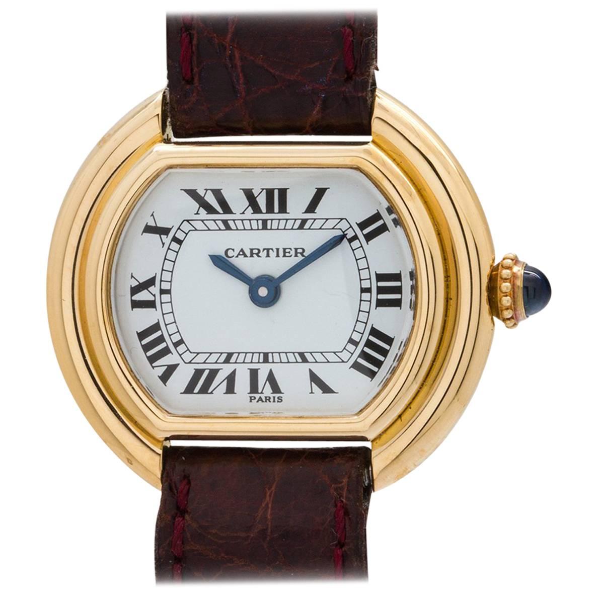 Cartier Ladies Yellow Gold Vendome Manual Wristwatch, circa 1970s For Sale