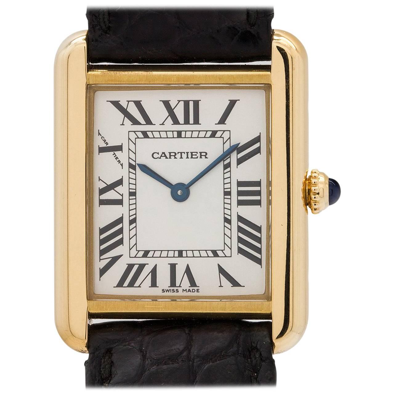 Cartier Ladies Yellow Gold Tank Solo Quartz Wristwatch Ref 2473