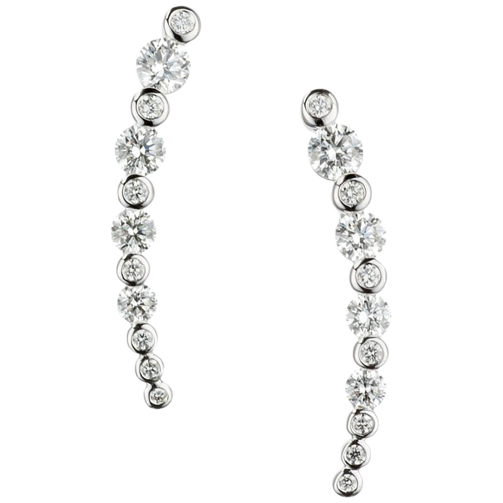 Kwiat Diamond Climbing Earrings in 18 Karat White Gold For Sale