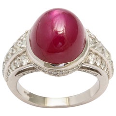 Rare Ten Carat Burma Ruby Diamond Ring For Sale at 1stdibs