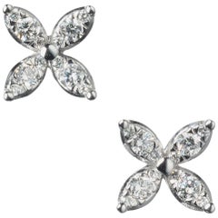 Kwiat Petite Star Diamond Stud Earrings in 18 Karat White Gold