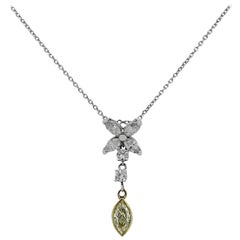 Fancy Yellow Marquise Diamond Necklace