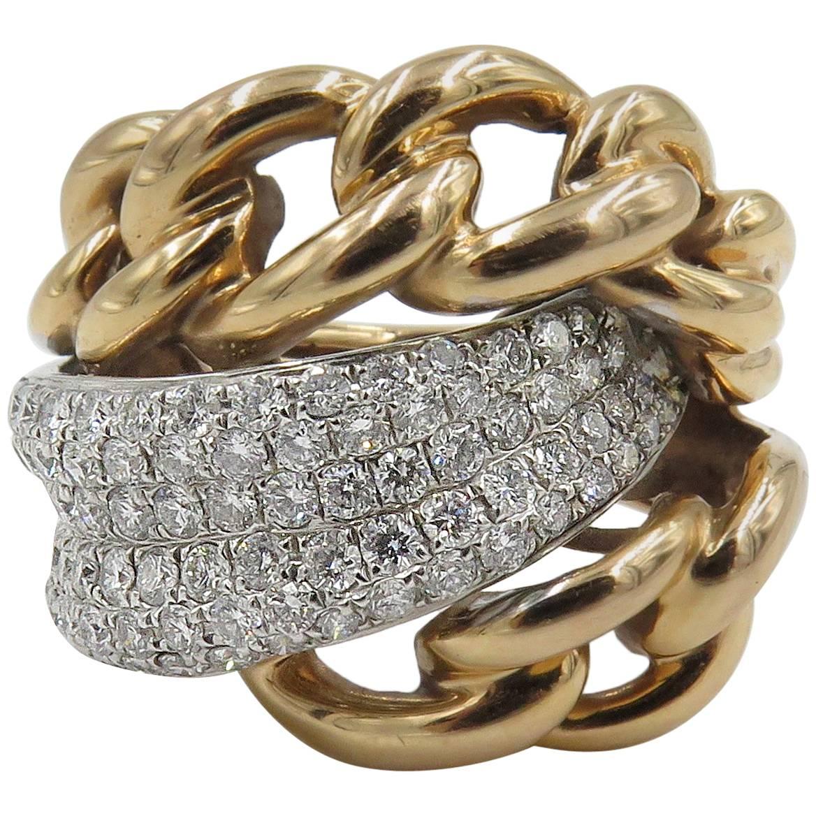 Diamond Rose Gold Cable Ring