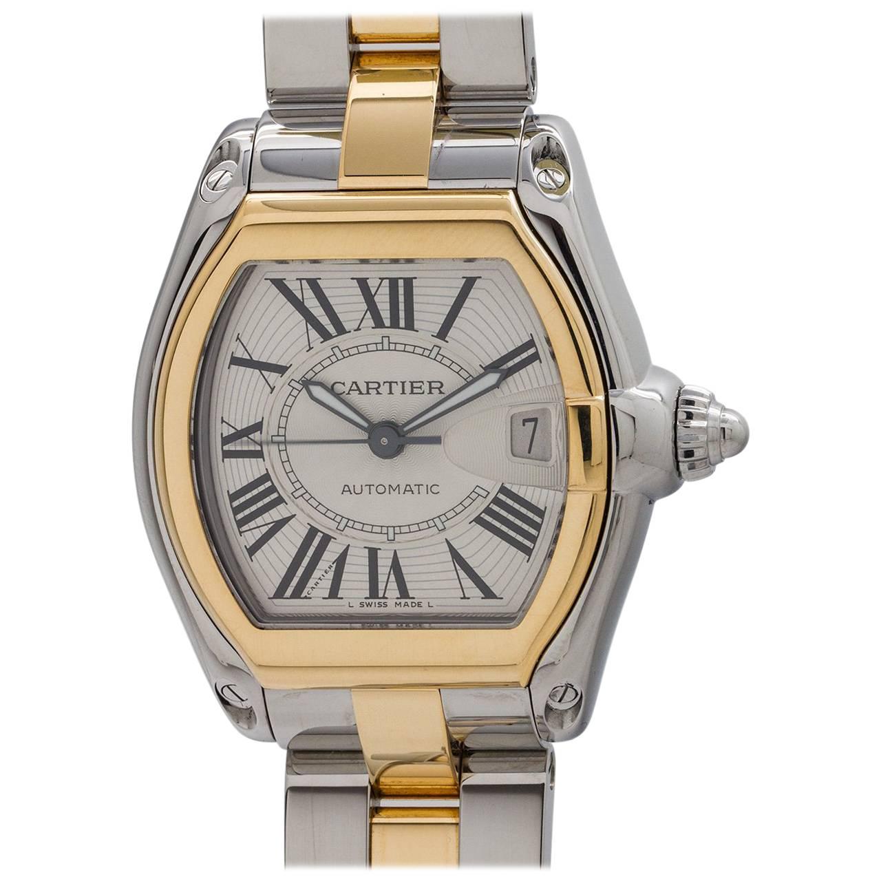 Cartier Yellow Gold Stainless Steel Roadster Automatic Wristwatch, circa 2000s