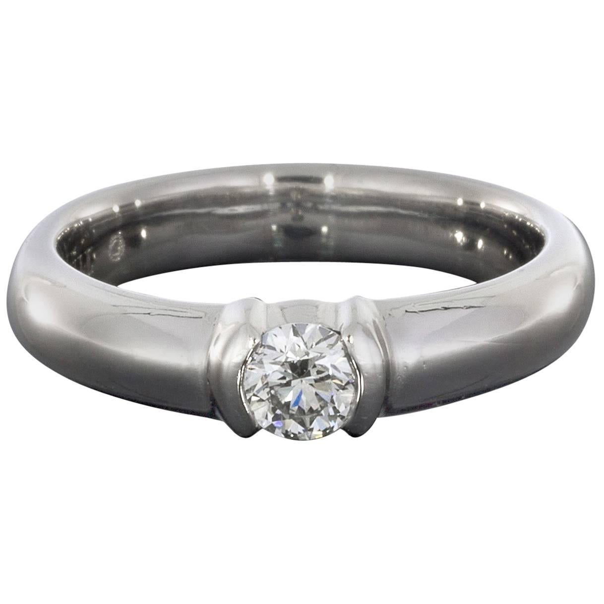 Tiffany & Co. Ideal Round Diamond Etoile Semi-Bezel Platinum Engagement Ring