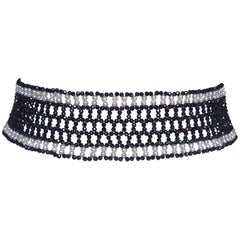 Woven Black Spinel and White Pearl Choker by Marina J 9