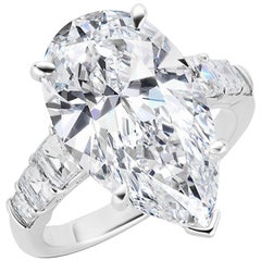 GIA Certified 8.25 Carat VVS2 D Pear Shape Diamond Platinum Engagement Ring