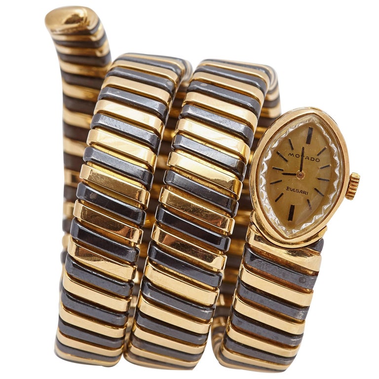 Unusual Black Yellow Bulgari Tubogas Ladies Watch For Sale at 1stDibs