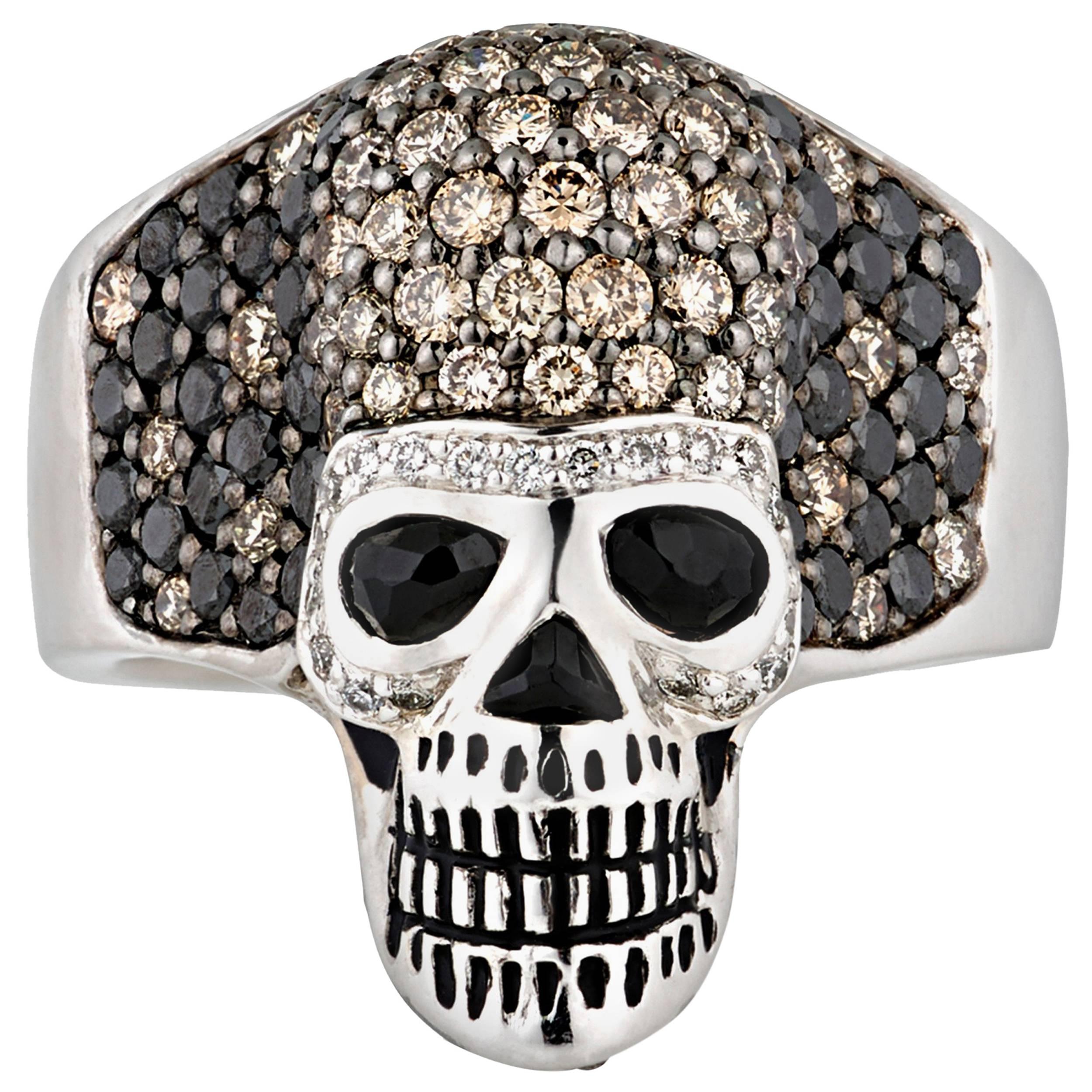 Diamond and Spinel Skull Ring
