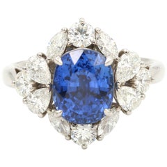 Contemporary Oval Sapphire and Diamond Ring