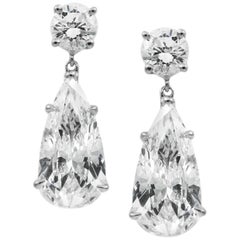 GIA Certified 5.78 Carat Total Diamond Weight Diamond Drop Earrings