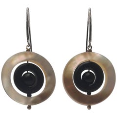 Mother-of-Pearl and Onyx Earrings by Marina J