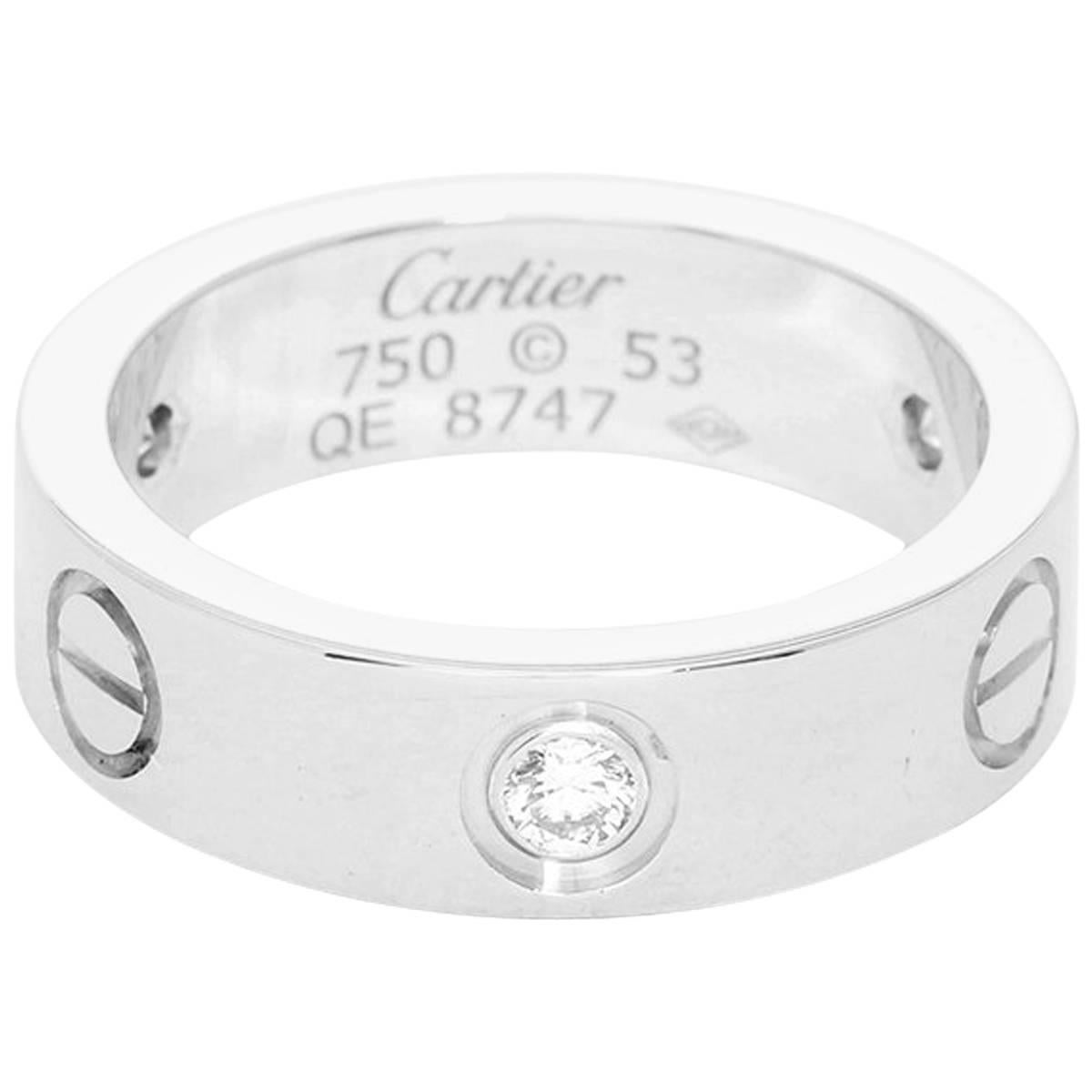 Cartier Love 18 Karat White Gold and Diamond Wedding Ring Band