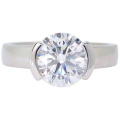 GIA Certified 1.52 Carat Half Bezel Set Diamond Engagement Ring