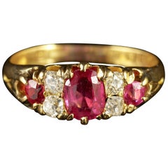 Antique Victorian Ruby Diamond Ring Dated 1885