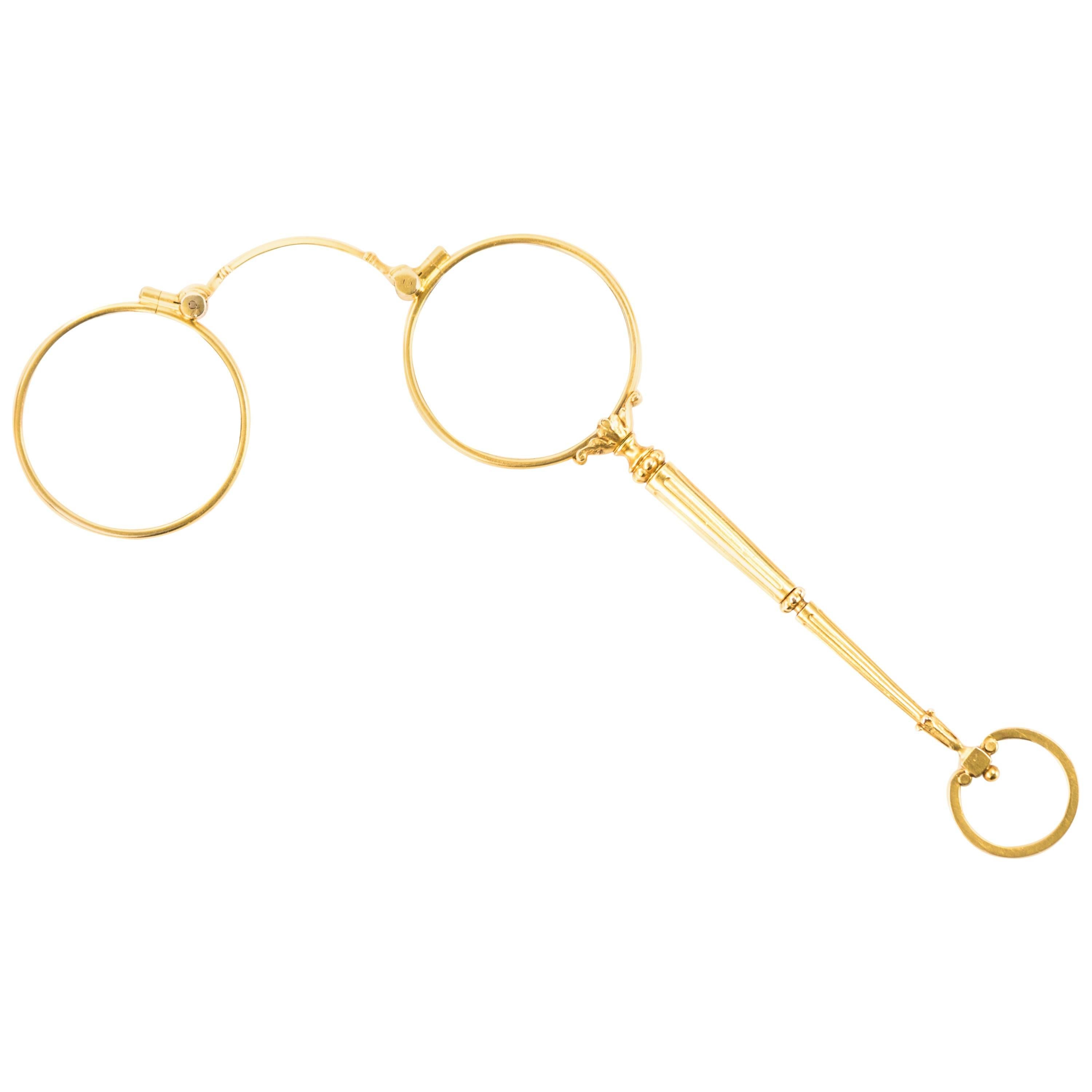 Curry and Paxton Lorgnette Bifocal 14K Gold Spectacles