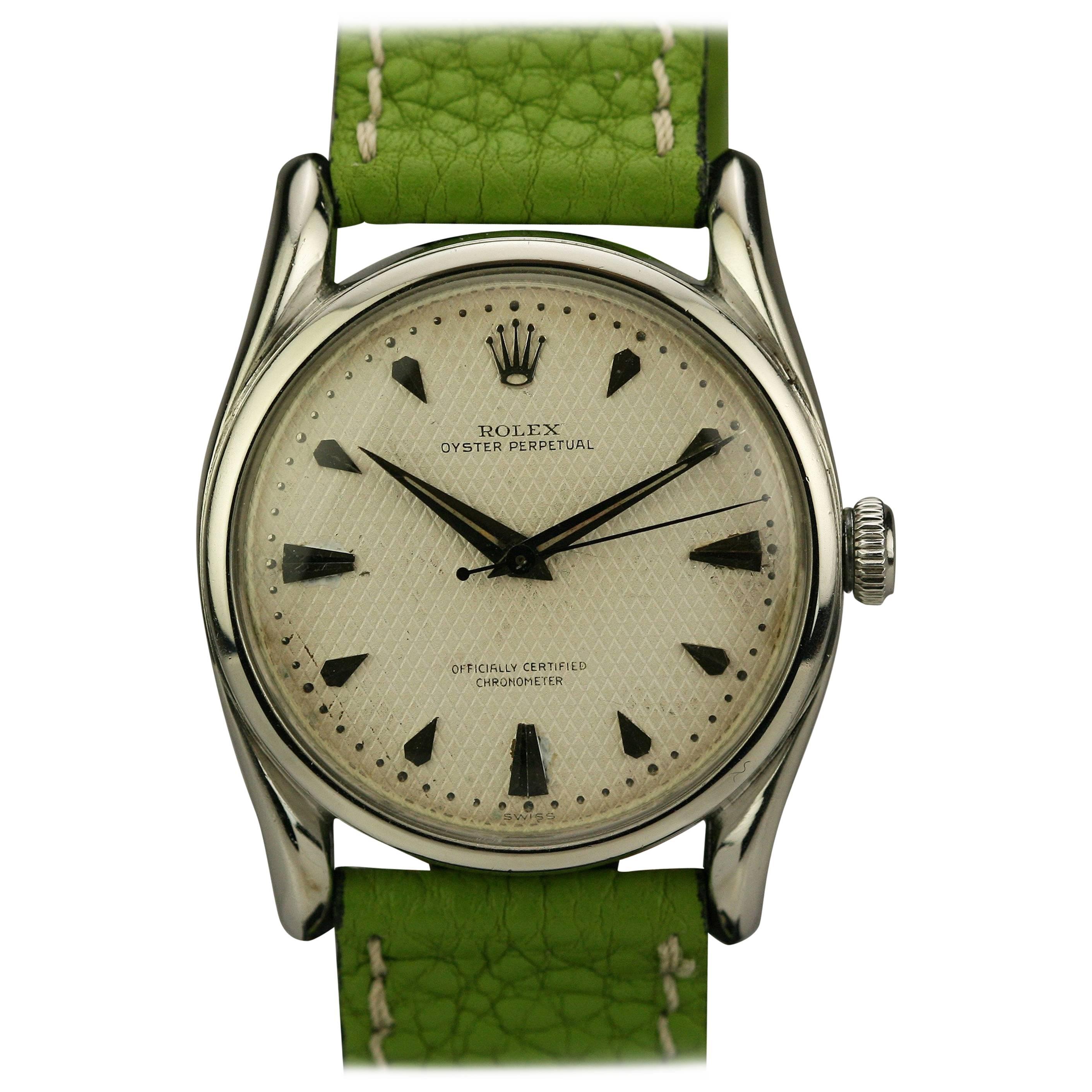 Rolex Stainless Steel Bombé Wristwatch Ref 5018, circa 1960s