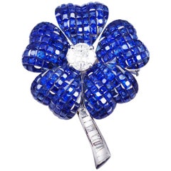 Blue Sapphire Flower Brooch Blue Sapphire Flower Brooch