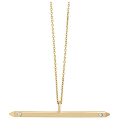 Bar Pendant in Yellow Gold with White Diamonds by Allison Bryan