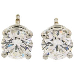 Tiffany & Co. 2.18 Carat F VVS Diamond Platinum Stud Earrings