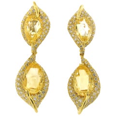 Henry Dunay Yellow Sapphire Diamond Gold Earrings