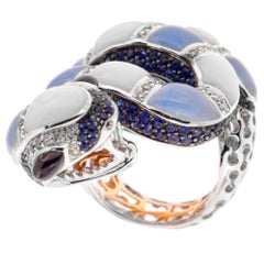 Zorab Creation, Chalcedony, Jade, Sapphire and Diamond Pastel Python Ring