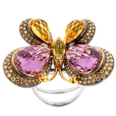 Zorab Creation, the Madam Butterfly Fluttering Ring in Amethyst and Diamonds
