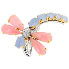 Zorab Creation, the Jade and Diamond Pastel Dragonfly Motion Ring