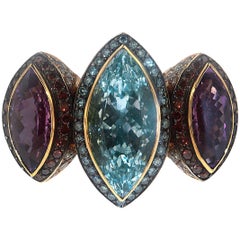 Antique Zorab Creation, the Jezebel Marquis Amethyst and Blue Topaz Ring