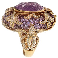 Antique Zorab Creation 34.05 Carat Kunzite Spodumene Diamond Pink Sapphire Monarch Ring