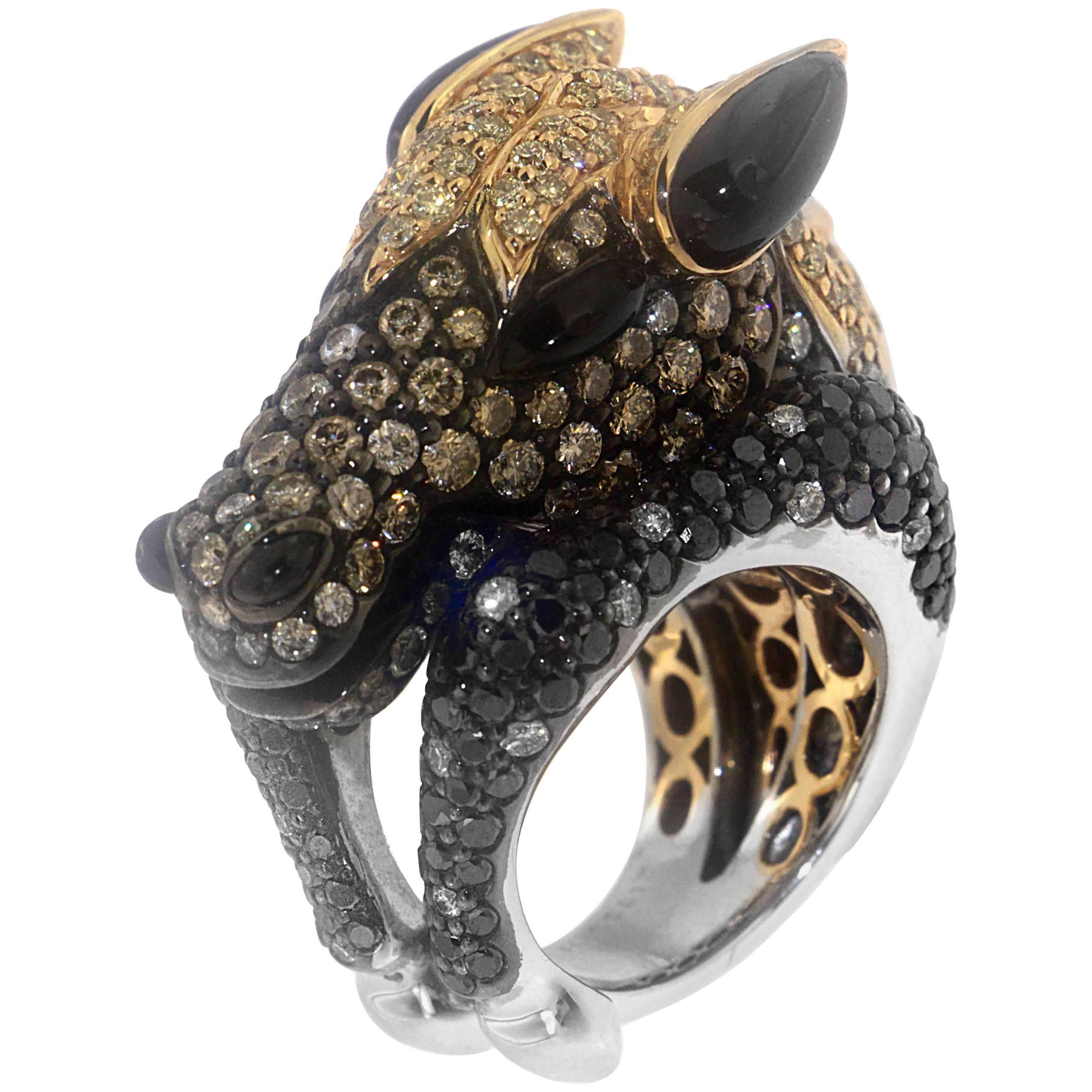 Zorab Creation Stallion Horse Spinel Cocktail Ring with Diamonds