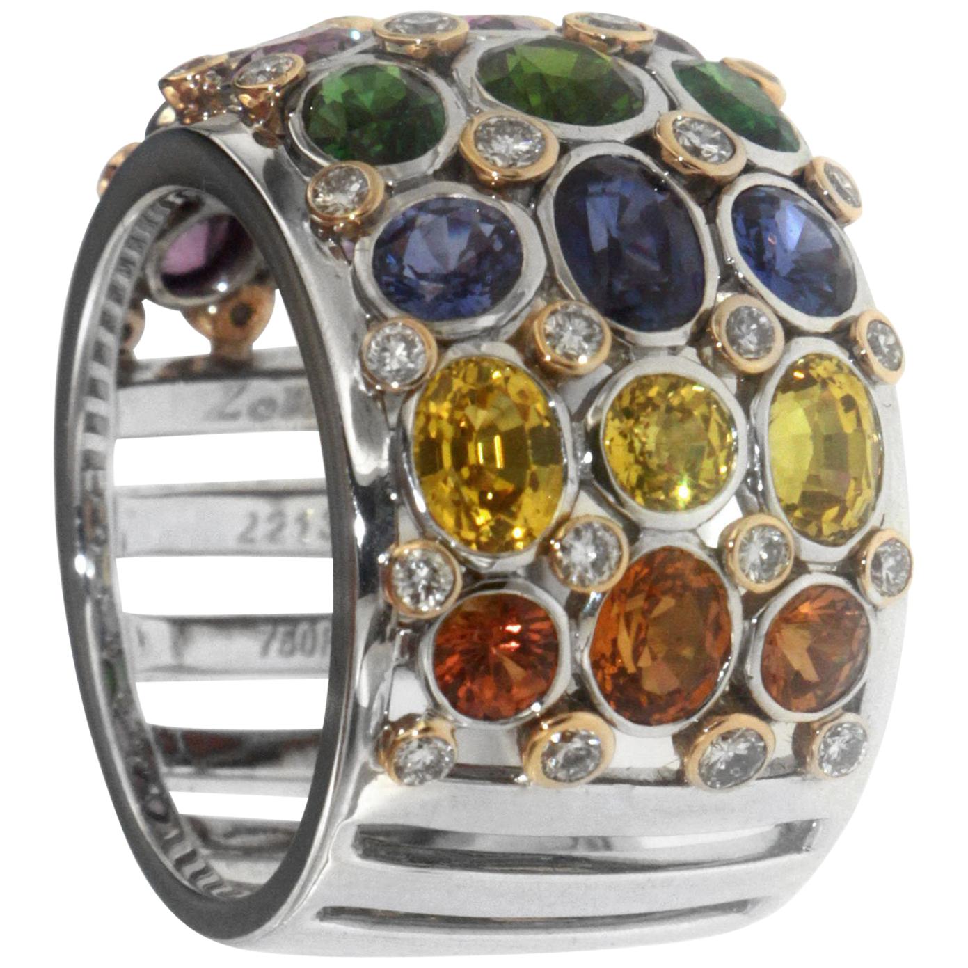 Zorab Creation Multi-Color Precious Gemstone Ring For Sale