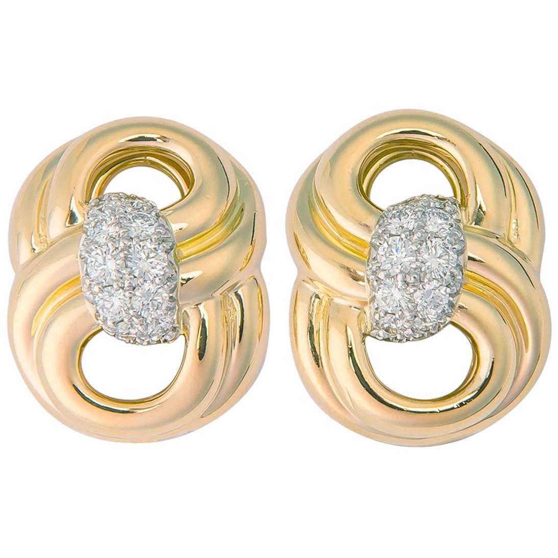 Classic Verdura Gold and Diamond Earrings