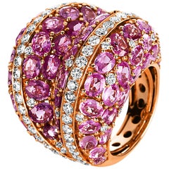 Carlos Udozzo 18 Karat Rose Gold Diamond and Pink Sapphire Cocktail Ring