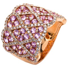 Carlos Udozzo 18 Karat Rose Gold Diamonds and Pink Sapphire Cocktail Ring