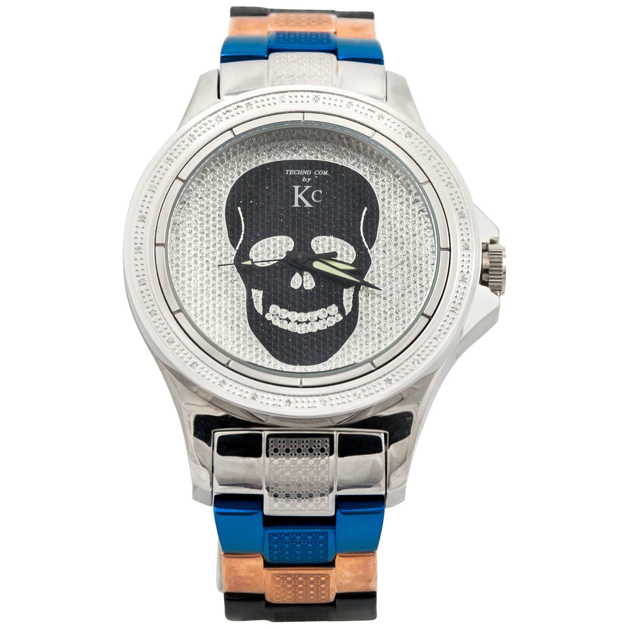 KC Watches stainless Steel Techno Com Diamonds Quartz Wristwatch at 1stDibs  | techno com by kc, kc watches diamond timepieces, techno com by kc watches