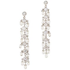 Diamond Set Waterfall Drop Earrings 12.70 Carat 