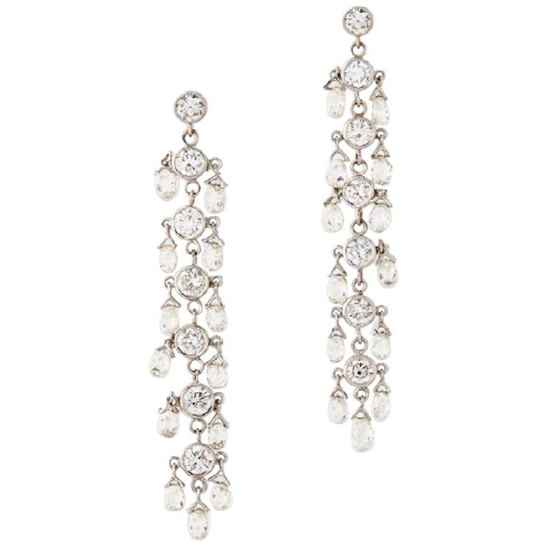 12.7 Carat Diamond Waterfall Drop Earrings For Sale at 1stdibs