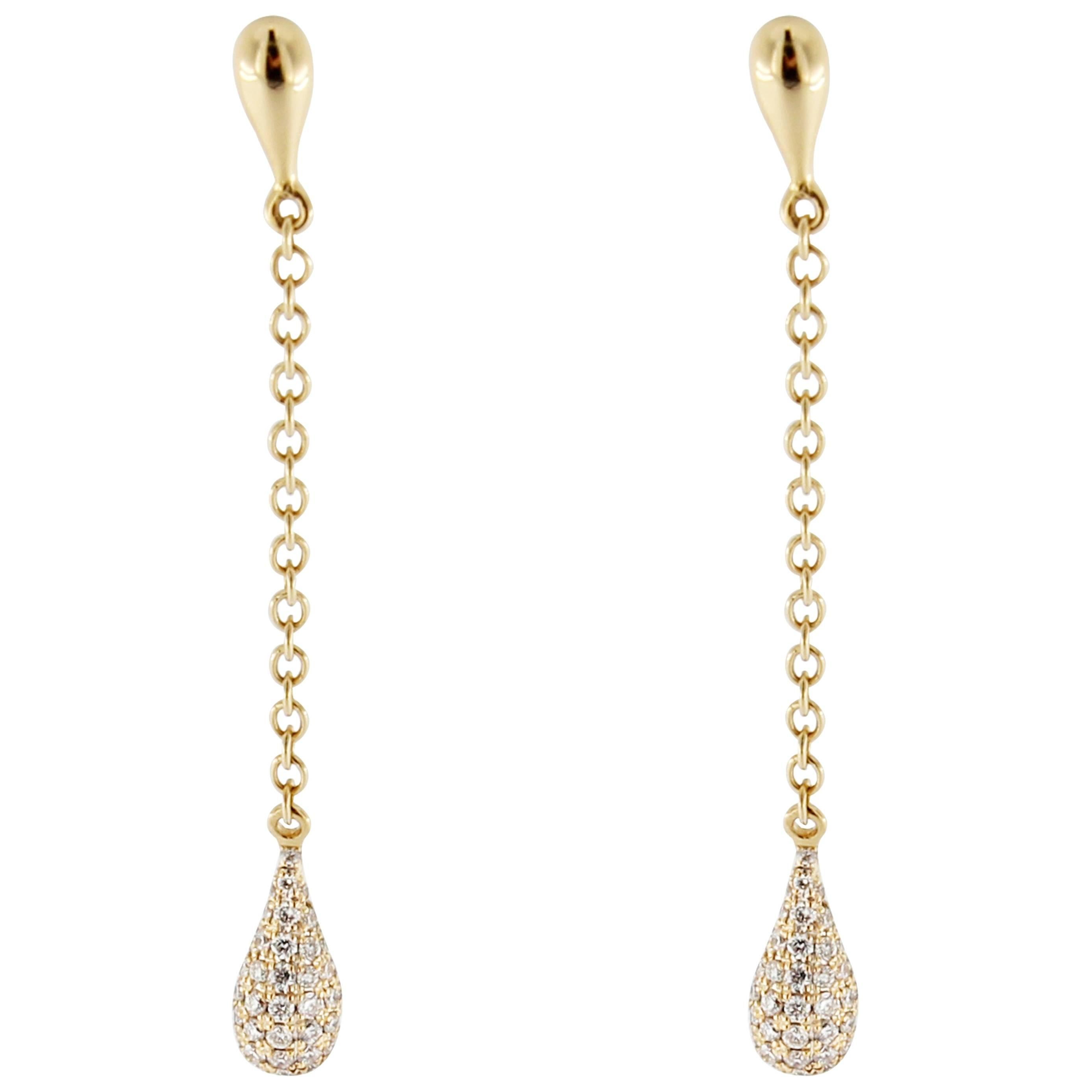 Jona White Diamond 18  Karat Yellow Gold Drop Earrings